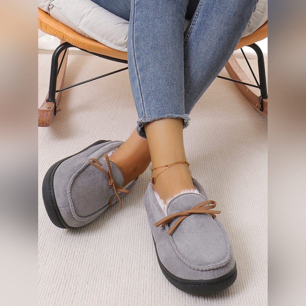 Bow Round Toe Flat Slip-Ons. A Just Jen Brand